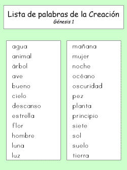Lista de palabras de la creación