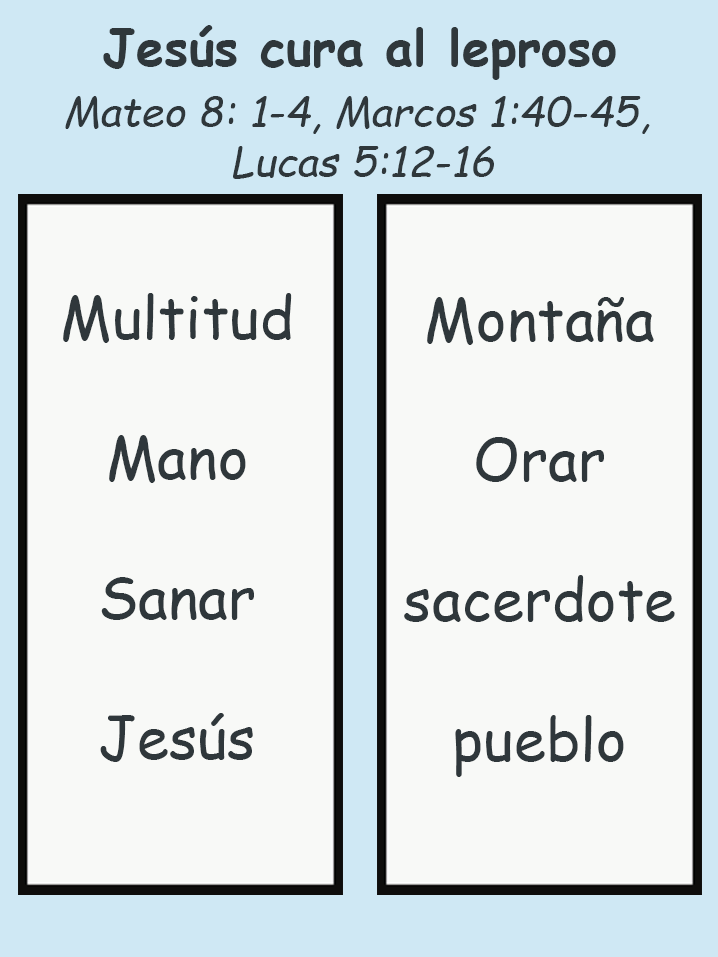 Jesús sana al leproso palabras lista