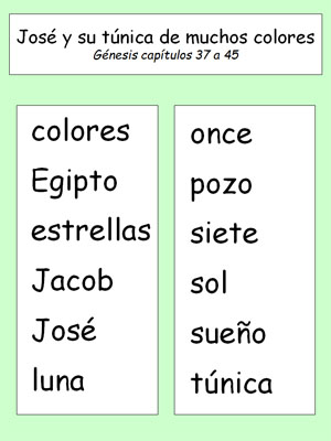 Lista de palabras José y su túnica