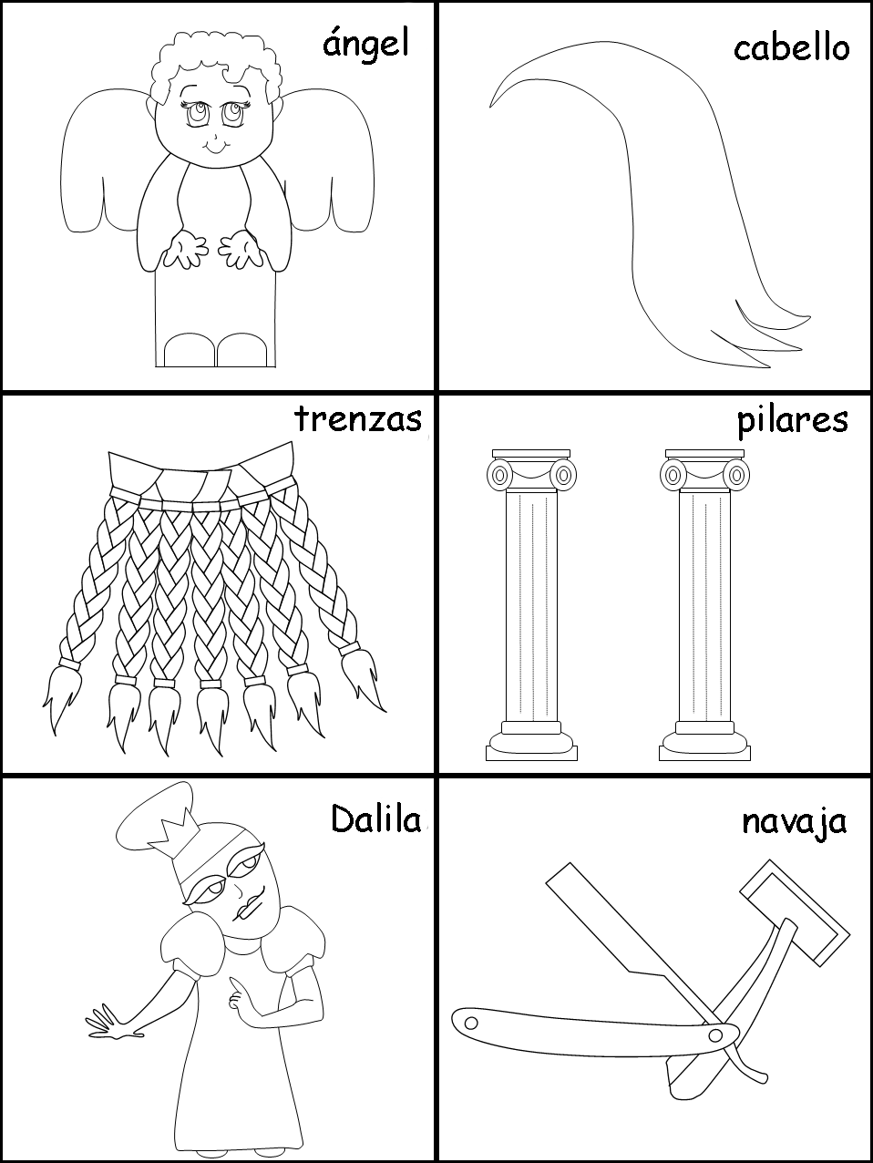 Tarjetas de secuencia de frases de Sansón y Dalila