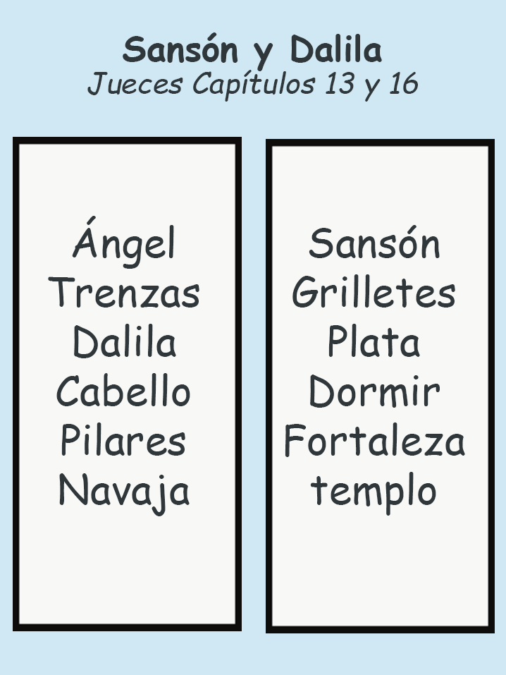 Sansón y Dalilah palabras lista