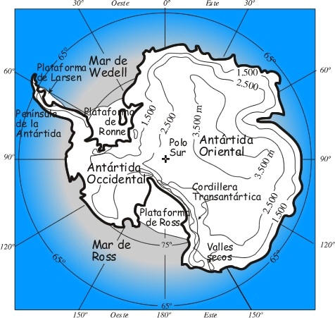 mapa de la antártida