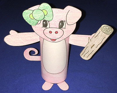Manualidad con tubo de papel higiénico Cora la Cerdita