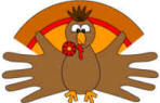 Manualidad el pavo con huellas de las manos