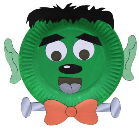 Manualidad con plato de papel Frankenstein