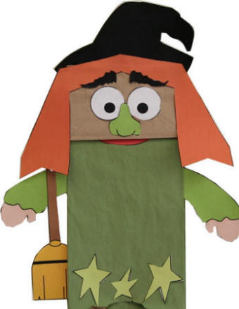 Títere de la bruja con bolsa de papel