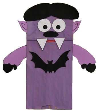 Títere de vampiro con bolsa de papel