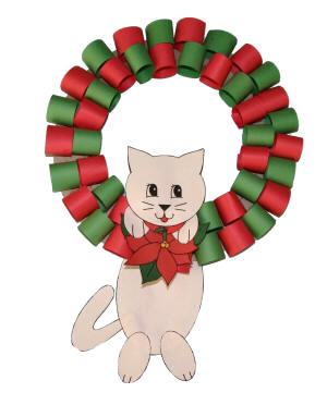 Corona de navidad con gato