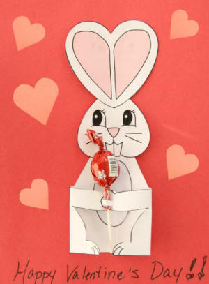 Manualidad de papel conejo con dulce - tarjeta