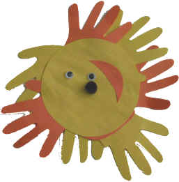 Manualidad del sol con huella de la mano