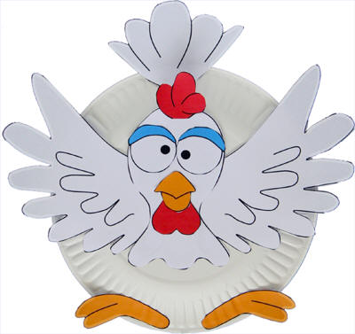 Manualidad con plato de papel el Pollo