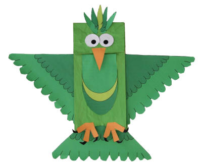 Manualidad con bolsa de papel el pájaro