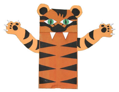 Manualidad con bolsa de papel el tigre