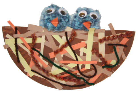 Manualidad con plato de papel el nido del pájaro
