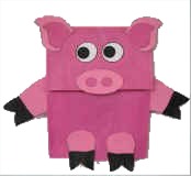 Cerdito títere con bolsa de papel