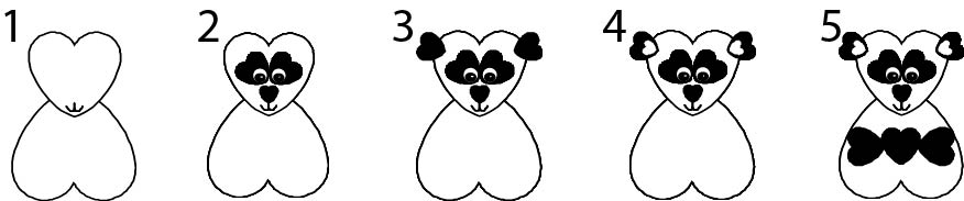 Manualidad con plato de papel el oso panda con corazones
