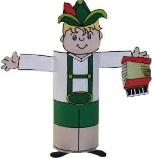 Manualidad con rollo de papel Lederhosen alemán