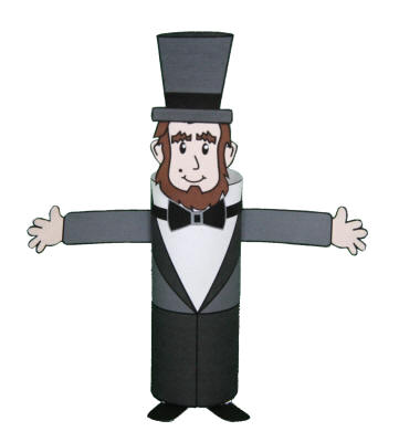 Manualidad con rollo de papel higiénico Abraham Lincoln